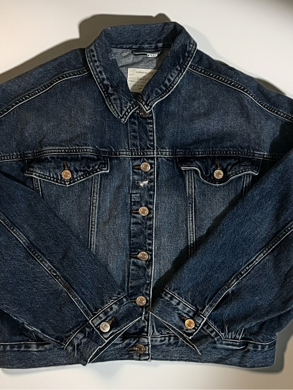 Current/Elliott Light Blue Striped Denim Jacket